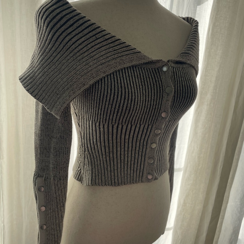 Jaded London Gray Ribbed Cardigan